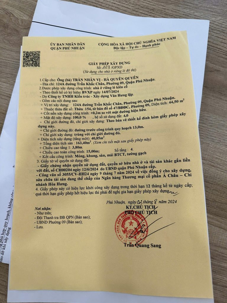 XIN GIẤY PHÉP XÂY DỰNG PHƯỜNG ĐỨC NHUẬN